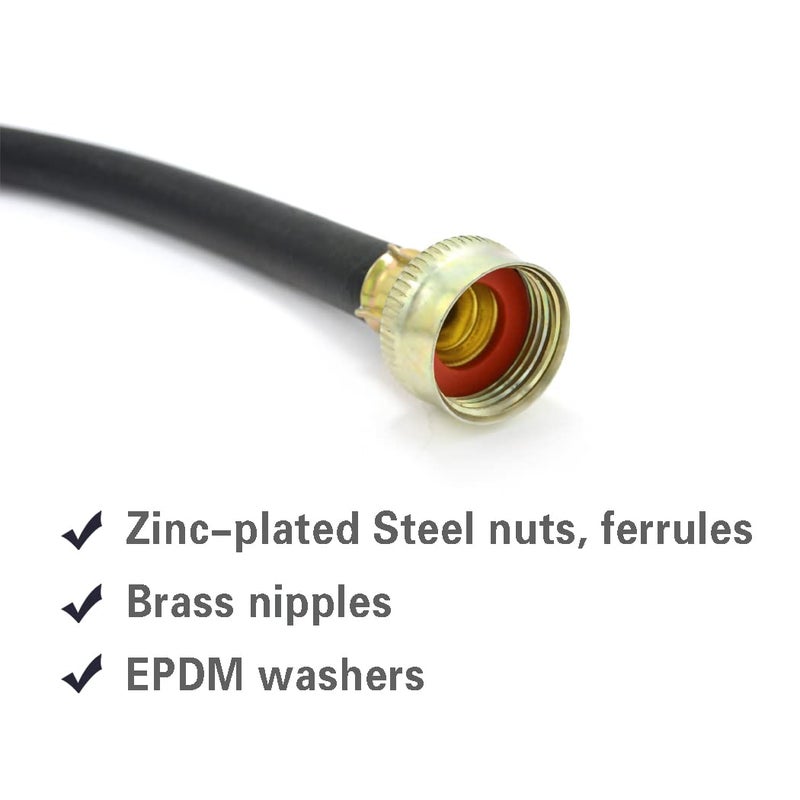 TT FLEX Rubber Washing Machine Y Mixer Hose Connector, 1 ft (12"") Length Mixed Hot and Cold Water Supply, 3/4"" Fittings, 2 Pack - Image 3